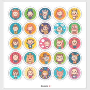 Conjunto de Adesivos de Crianças de Desenho Animad