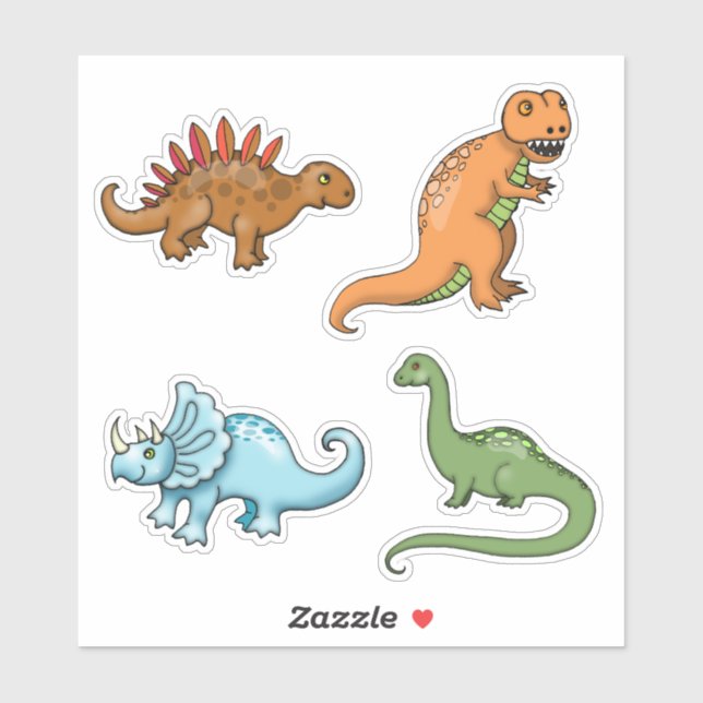 Conjunto de Adesivos de Dinossauros T-Rex Brontoss (Folha)