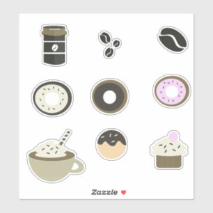 Conjunto de Adesivos de Doces de Café Doces