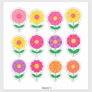 Conjunto de Adesivos de Flores Coloridas