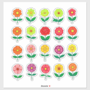 Conjunto de Adesivos de Flores Coloridas