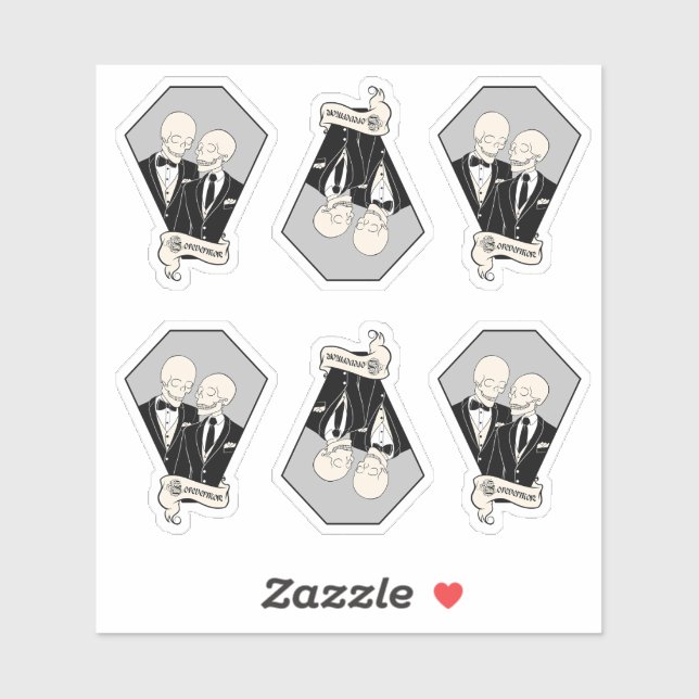 Conjunto de Adesivos de Grooms de Esqueleto (Folha)