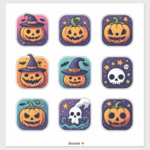 Conjunto de Adesivos de Halloween Abóbora Fantasma