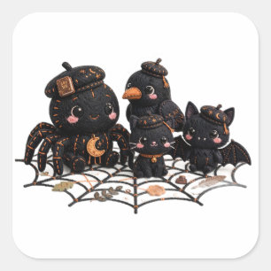 Conjunto de Adesivos de Halloween — Aranha, Corvo,