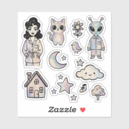 Conjunto de Adesivos de Ilustração Legal de Garota