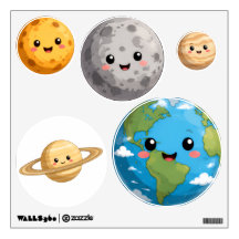 Conjunto de adesivos de parede de planetas espacia