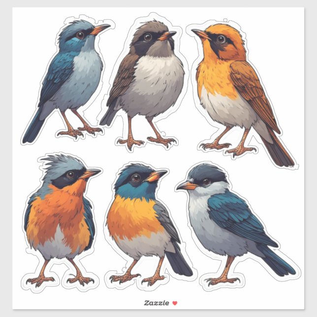 Conjunto de Adesivos de Pássaro Cantor 🐦 (Folha)