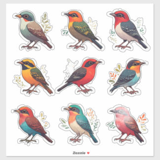 Conjunto de Adesivos de Personagens de Pássaros Co