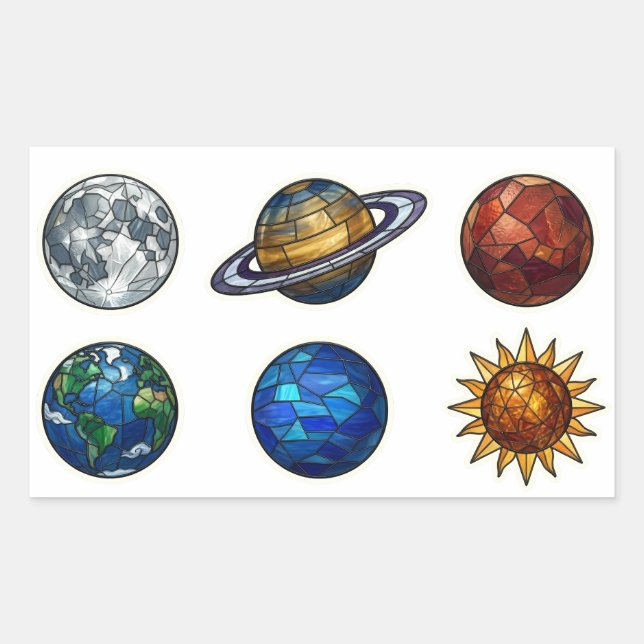 Conjunto de Adesivos de Planetas Celestiais em Vid (Frente)