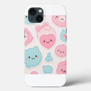Conjunto de Adesivos de Rostos Fofos Kawaii Pastel