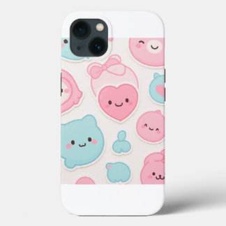 Conjunto de Adesivos de Rostos Fofos Kawaii Pastel