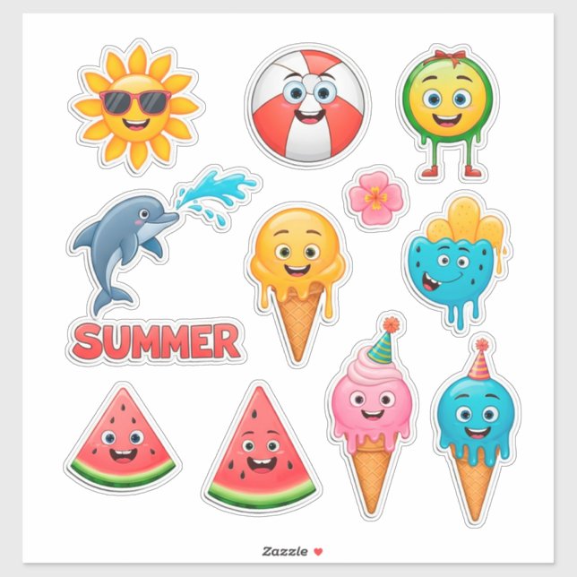 Conjunto de Adesivos de Verão Brilhante (Folha)