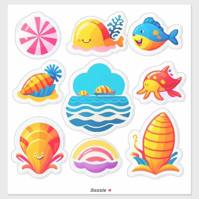 Conjunto de Adesivos de Verão Brilhante (Folha)