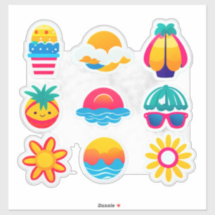 Conjunto de Adesivos de Verão Brilhante