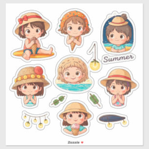 Conjunto de Adesivos de Verão Divertido de Criança