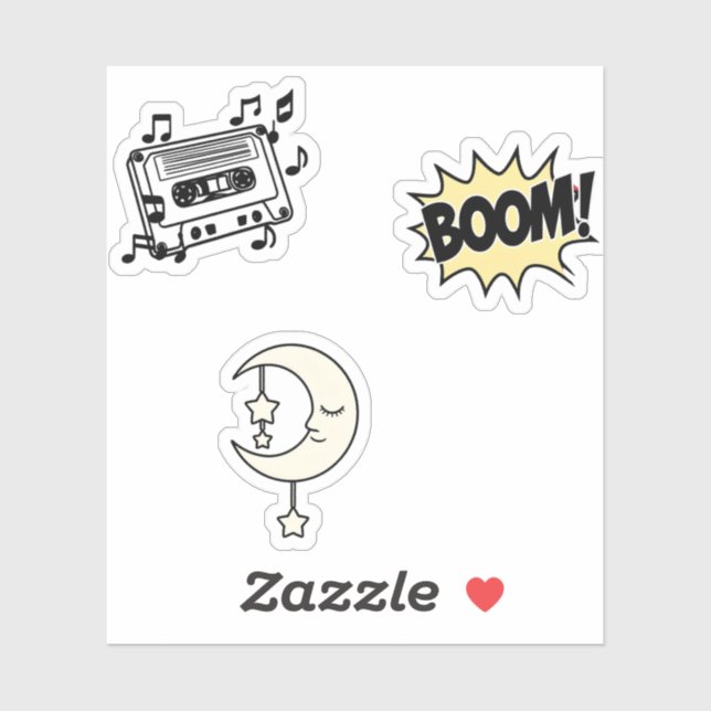 Conjunto de adesivos divertidos - Designs colorido (Folha)