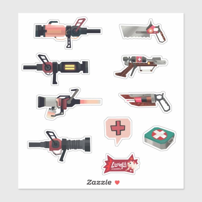 Conjunto de adesivos do arsenal do médico TF2 RED (Folha)