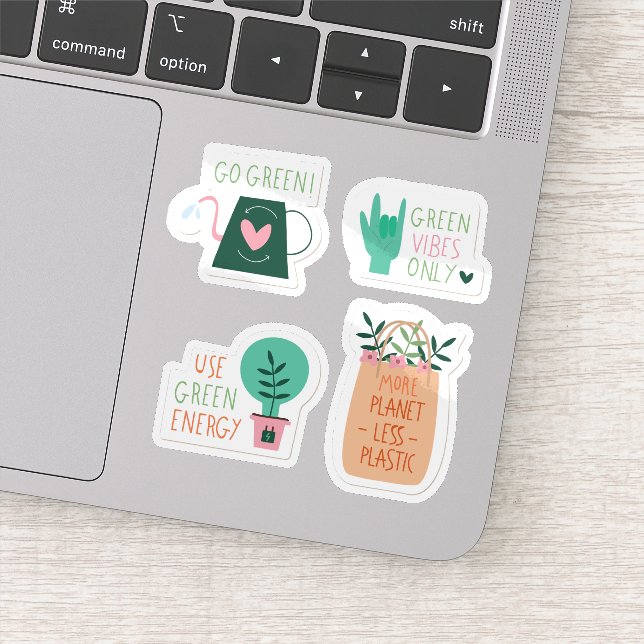 Conjunto de adesivos ecológicos para crachás verde (Detalhe)