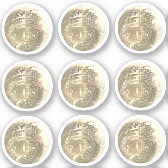 Conjunto de adesivos Espelho de bola dourado fofo  (Frente)
