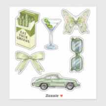 Conjunto de Adesivos Estética Green Coquette | Car