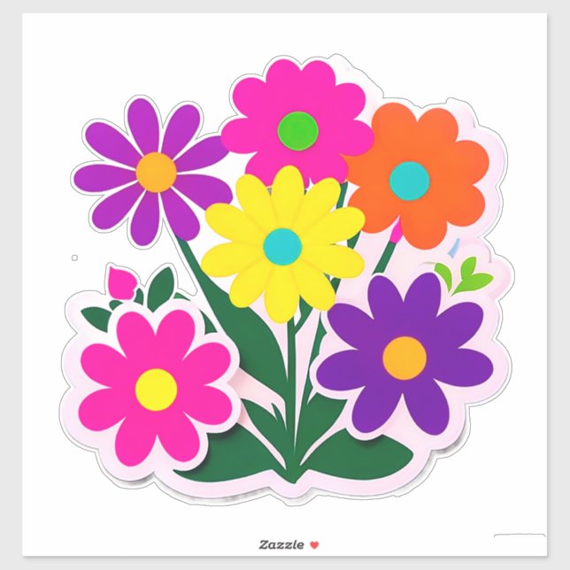 Conjunto de Adesivos Florais Coloridos Com Flores  (Folha)