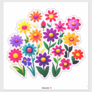 Conjunto de Adesivos Florais Coloridos Com Flores