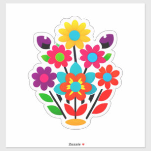 Conjunto de Adesivos Florais Coloridos Com Flores