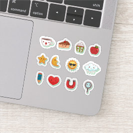 Conjunto de adesivos kawaii de desenho animado div