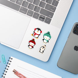 Conjunto de Adesivos Kawaii de Pinguim de Inverno