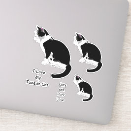 Conjunto de adesivos para gatos de smoking preto e