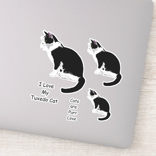 Conjunto de adesivos para gatos de smoking preto e (Detalhe)