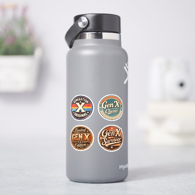 Conjunto de Adesivos Retro da Geração X – Vintage  (HidroFlask)