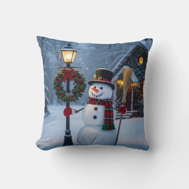 Conjunto de Almofadas Vila de Natal com Neve de 4  (Frente)