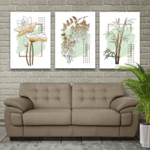 Conjunto de Arte Botânico Tropical de 3 – Suave