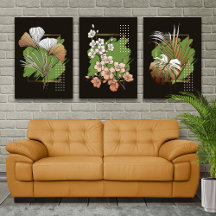 Conjunto de Arte de Parede Botânico Tropical de 3 