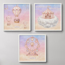 Conjunto de Arte para Parede de Berçário Pastel do