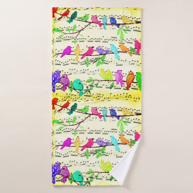 Conjunto de Aves Musicais Bath Toalha (Toalha de Banho)
