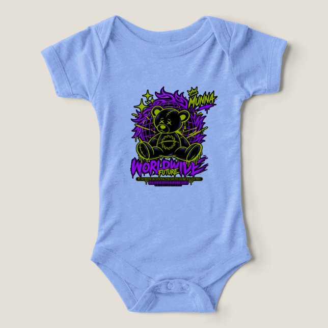 Conjunto de Bebê Flor de Rosto Roxo Fofo – Floral  (Design frontal)
