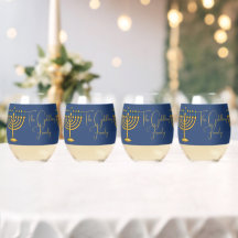 Conjunto de Bebidas Personalizadas Blue Hanukkah M