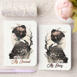 Conjunto de Cadernos Japão Geisha Aquarela - Rosa