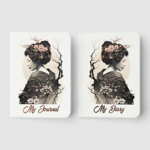 Conjunto de Cadernos Japão Geisha Aquarela - Rosa