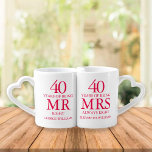 Conjunto De Caneca De Café 40º aniversário do Casamento Ruby Sr. Sra. Right<br><div class="desc">Personalize os nomes e as datas para criar um presente único e divertido para celebrar o seu 40º aniversário de casamento rubis. Projetado por Thisnotme©</div>