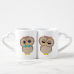 Conjunto De Caneca De Café Casal de Sweet Owl<br><div class="desc">Ilustração adorável de duas corujas marrons.</div>