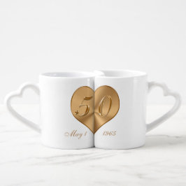 Conjunto De Caneca De Café Conjunto de Ouros de Coração 50 anos PERSONALIZADO