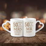 Conjunto De Caneca De Café Dourado Coração Confetti 50º Aniversário de Casame<br><div class="desc">Um presente divertido,  único e personalizável para celebrar o 50º aniversário de casamento do ouro. Projetado por Thisnotme©</div>