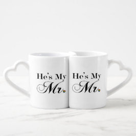 Conjunto De Caneca De Café Ele é o meu Sr. Orgulho gay Tipografia com o Rainb