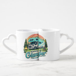 Conjunto De Caneca De Café Feliz Casal de Glamper Nidificando Lâmpadas de Caf