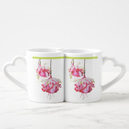Conjunto De Caneca De Café Fuchsias exóticas em um conjunto de lentes