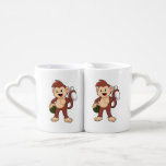 Conjunto De Caneca De Café Monkey at Bowling with Bowling ball<br><div class="desc">This design is the perfect gift for a birthday,  Christmas and other celebrations. It is suitable for women,  men and kids.</div>