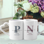 Conjunto De Caneca De Café Nova Nana e Papa Monograma Cinza Azul e Mauve<br><div class="desc">Uma caneca de monograma da família para nova nana e papai (ou avós estabelecidos) que você pode personalizar com a data em que eles se tornaram avós da primeira vez. Este design tem uma elegante escrita à mão, uma tipografia moderna e uma sutil paleta colorida de cinzas azuis de tempestade...</div>